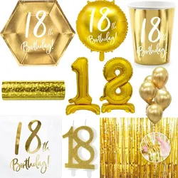 18. Geburtstag Geburtstagsdeko Party Set Zahl 18 Jahre gold Partyartikel