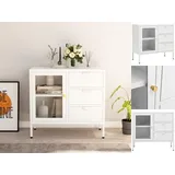 vidaXL Sideboard Weiß 75x35x70 cm Stahl und Hartglas