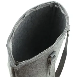 Frank Flechtwaren Shopper, Filzshopper, Einkaufstasche, Tasche Cognac Grey 45 x 13 x 35 cm, GH 68 cm - Grau/Braun