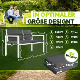 tillvex Gartenbank 3-4 Sitzer 300 x 60 x 91 cm Weiß