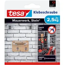 Tesa Klebeschraube für Mauerwerk und Stein, Halteleistung, Vierckig, 2,5 kg, 2 Stück