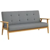 Homcom 3-Sitzer-Sofa Leinen, Gummiholz