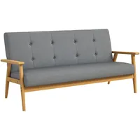 Homcom 3-Sitzer-Sofa Leinen, Gummiholz