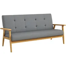 Homcom 3-Sitzer-Sofa Leinen, Gummiholz