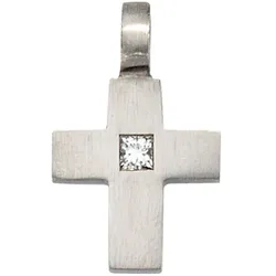 Kreuz-Anhänger JOBO "Anhänger Kreuz", grau (platin 950), Schmuckanhänger, Damen, SI = kleine Einschlüsse, Platin 950-Diamanten, Platin 950, Diamanten, 950 Platin mit 1 Diamant