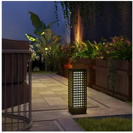 Outsunny Solarleuchte Rattan 15,5L x 15,5B x 46H cm 1 Stück schwarz