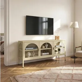[en.casa] Vitrinen-Sideboard Klippestad 118 x 35 x 55 cm Kamelfarben