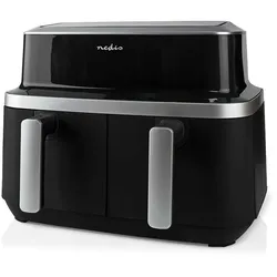 Nedis Doppelte Heißluftfritteuse - 2x4.2 l - Timer: 60 min - Anzahl voreingestellter Programme: 10 - Digital - Schwarz