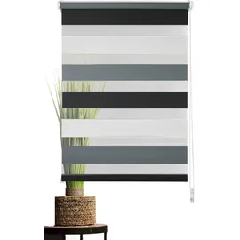 MYDECO Doppelrollo Just-Triple 120 x 160 cm grau/weiß