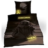 Tex Idea Star Wars Mandalorian The Child Bettwäsche glatt Glow IN The Dark - LEUCHTET IM Dunkeln NEU Wow - All-In-One-Outlet-24 - (155 x 220 cm)