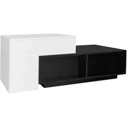 Merax Kombi-Couchtisch mit Hebefunktion, farblich passendes Upgrade in Schwarz und Weiß, mit Ablagefächern