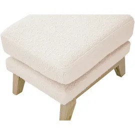 miliboo Fußstütze mit abnehmbarem Bezug in Weiß mit Bouclé-Wolleffekt OSLO