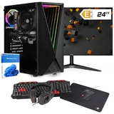 dcl24.de dcl24 Gaming PC Set komplett Intel i5 12400, RTX3050 8GB - 500GB SSD, 16GB DDR4, Gamer PC mit 6x4.4 GHz, WLAN, Monitor, Maus, Tastatur, Windows 11 Pro