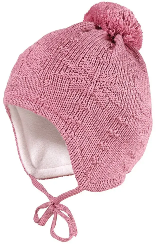 Strickmütze MAXIMO, Jungen, Gr. 53, rosa (altrosa), Obermaterial: 100% Baumwolle. Futter: 85% Baumwolle, 15% Polyamid, Mützen Strickmütze, mit Norwegerstern, Pompon und Bindeband