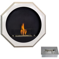 GLOW FIRE Ethanolkamin Wall oval, Bioethanol-Ofen, Ethanol Wandkamin, 6h Brenndauer, weiß