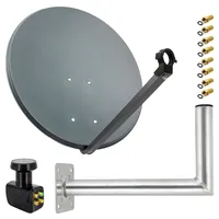 PremiumX Satelliten-Komplettanlage 60cm Anthrazit Satellitenantenne Satellitenschüssel SAT Quad LNB