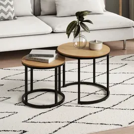 home collective Couchtisch Rund Eiche hell 50 x 43 cm