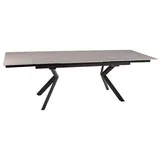 Esstisch Säulentisch Orton Ceramic 160-240x90x75cm Farbe wählbar ausziehbarTravertin beige matt / schwarz matt - Braun