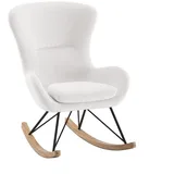 58 aufm Kessel Schaukelstuhl Katreena Bouclé 76 x 101 x 110 cm Creme/Schwarz gepolstert