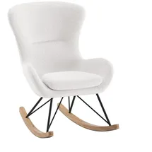 58 aufm Kessel Schaukelstuhl Katreena Bouclé 76 x 101 x 110 cm Creme/Schwarz gepolstert