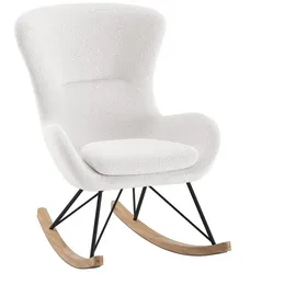 58 aufm Kessel Schaukelstuhl Katreena Bouclé 76 x 101 x 110 cm Creme/Schwarz gepolstert