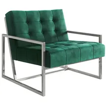 s-style möbel Loungesessel Mit Silber, Metall Füßen Aus Grün Samtstoff
