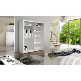 Mirjan24 Schwebetürenschrank Camino II, Garderobe mit zwei Türen, Frontspiegel, Kleiderschrank (Farbe: Cashmere, ohne Beleuchtung) - Beige