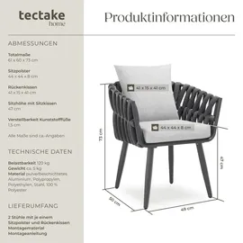 Tectake 2er Set Stuhl Lugano Mikrofaser