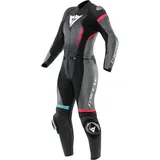 Dainese Fulminea S26 Damen 2-Teiler Motorrad Lederkombi, schwarz/hellblau/pink, 40