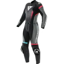 Dainese Fulminea S26 Damen 2-Teiler Motorrad Lederkombi, schwarz/hellblau/pink, 40