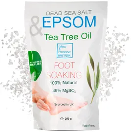 bleu & marine Bretania Teebaumöl, Pfefferminzöl Fußbad mit Bittersalz & Totes Meer Salz ● Epsom Salz Baden ● bleumarine Bretania 250g