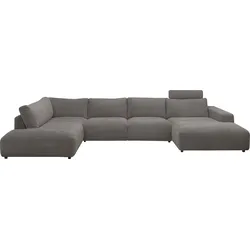 Wohnlandschaft "Lucia U-Form", grau (dunkelgrau), B:434cm H:81cm T:204cm, GALLERY M BRANDED BY MUSTERRING, Sofas, Verschiedene Farben, Cord-Bezug, Gesamtbreite 434 cm