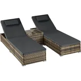 Tectake Rattan-Doppelliege 62 x 196 x 36 cm Natur