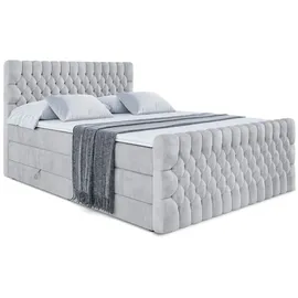 altdecor Boxspringbett SERENE-Z KING - 160 x 200 - H3/H4 - Hellgrau