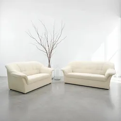 Polstergarnitur DOMO COLLECTION "Pegnitz", beige (creme), H:82cm T:82cm, 100% Polyester, Sitzmöbel-Sets