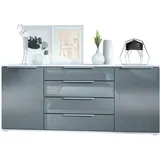 Vladon Sideboard 166,5 x 72,5 x 35 cm Weiß matt / Grau Hochglanz