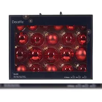 Decoris 21 Weihnachtskugeln Glas 5-7cm matt, glänzend - transparent Christbaumkugeln Weihnachtsbaumkugeln Christbaumschmuck Weihnachtsrot