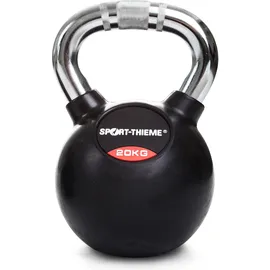Sport-Thieme Kettlebell Gummiert mit gerändeltem Chrom-Griff 20 kg schwarz