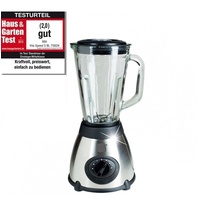 VitaSpeed Edelstahl Standmixer Smoothie Maker mit Glaskrug (500 Watt), 1,5 L Fassungsvermögen, Mixer mit 19.000 U/min max., Edelstahl