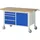 Rau Werkbank Stahl 1250x700x880mm blau fahrbar mit 4 Schubladen und 1 Tür