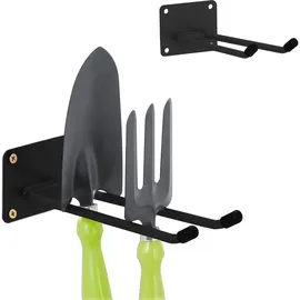 Relaxdays Wandhaken, 2er Set, 24 cm lang, Doppelhaken Wand, Gerätehalter Garage, Werkstatt & Keller, Stahl, schwarz
