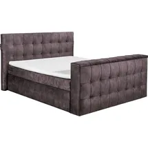 Set One by Musterring Boxspringbett "Richmond", lila (aubergine), B:203cm L:243cm, SET ONE BY MUSTERRING, Komplettbetten, Boxspringbett, versenkbarer TV- Halterung mit Fernbedienung