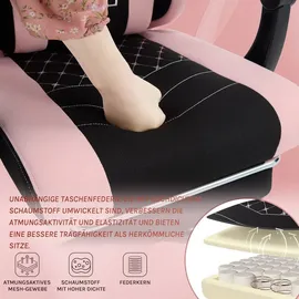 Woltu Gaming Stuhl mit Massagefunktion, Taschenfederkissen, ergonomisch, Netzstoff : Schwarz+Rosa Farbe: Schwarz+Rosa - Schwarz/Rosa