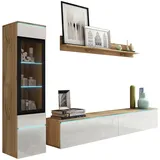 P & B Wohnwand Vera, | Eiche WOTAN/WEISS HG.