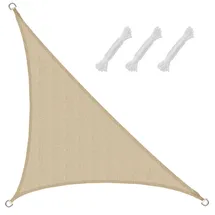 AMANKA Sonnensegel 2,5x2,5x3,5 HDPE Dreieck Rechtwinklig Sonnenschutz Garten Beige