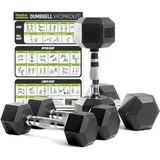 PhysKcal Hex Hanteln 2.5kg und 5kg 4er Set, Geruchsneutrale Poly Gummi ummantelte Hanteln Set Home Gym Gewichte Set