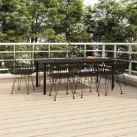 VidaXL 9-tlg. Garten-Essgruppe Schwarz Poly Rattan