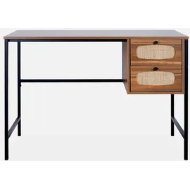 sweeek - Schreibtisch Holzdekor und Rohrgeflecht