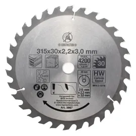 BGS Hartmetall-Kreissägeblatt Ø 315 x 30 x 3,0 mm 30 Zähne