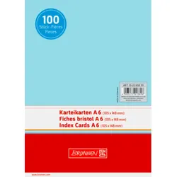 BRUNNEN 102260030 Karteikarten A6 unliniert blau